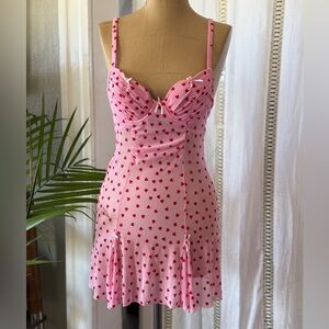 Vintage Rampage Pink lingerie Dress with Red Heart Print